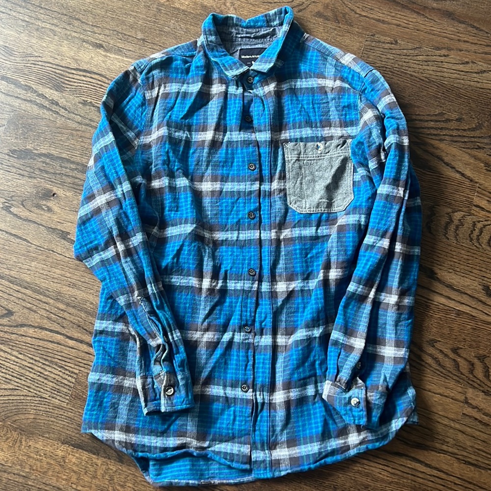 Modern Amusement Flannel Blue and Gray - L